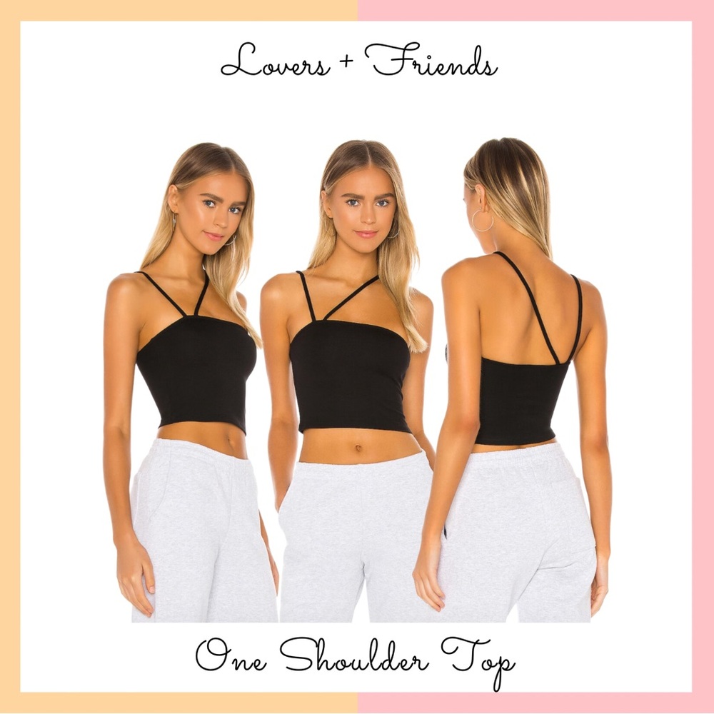 Lovers + Friends Black One Shoulder Carter Crop Top